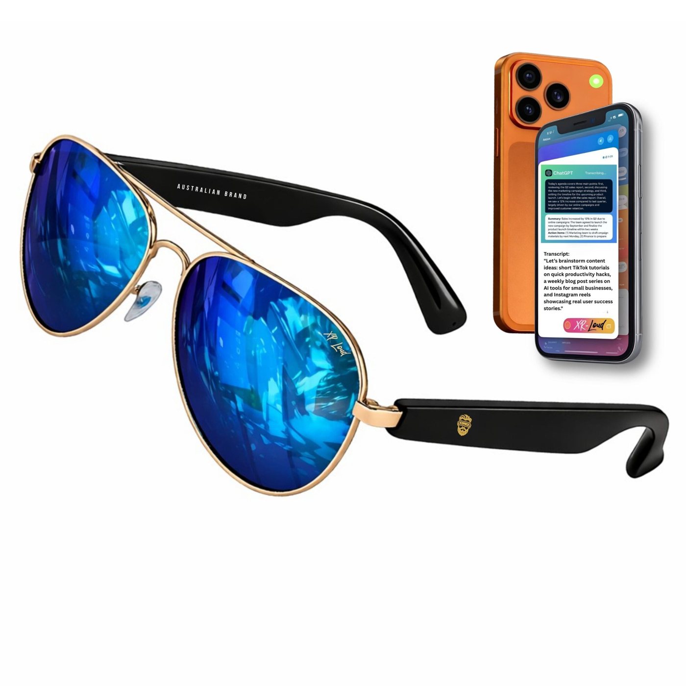 AI Smart Glasses for Men Women 2026 - Ice Mirror Blue: XR