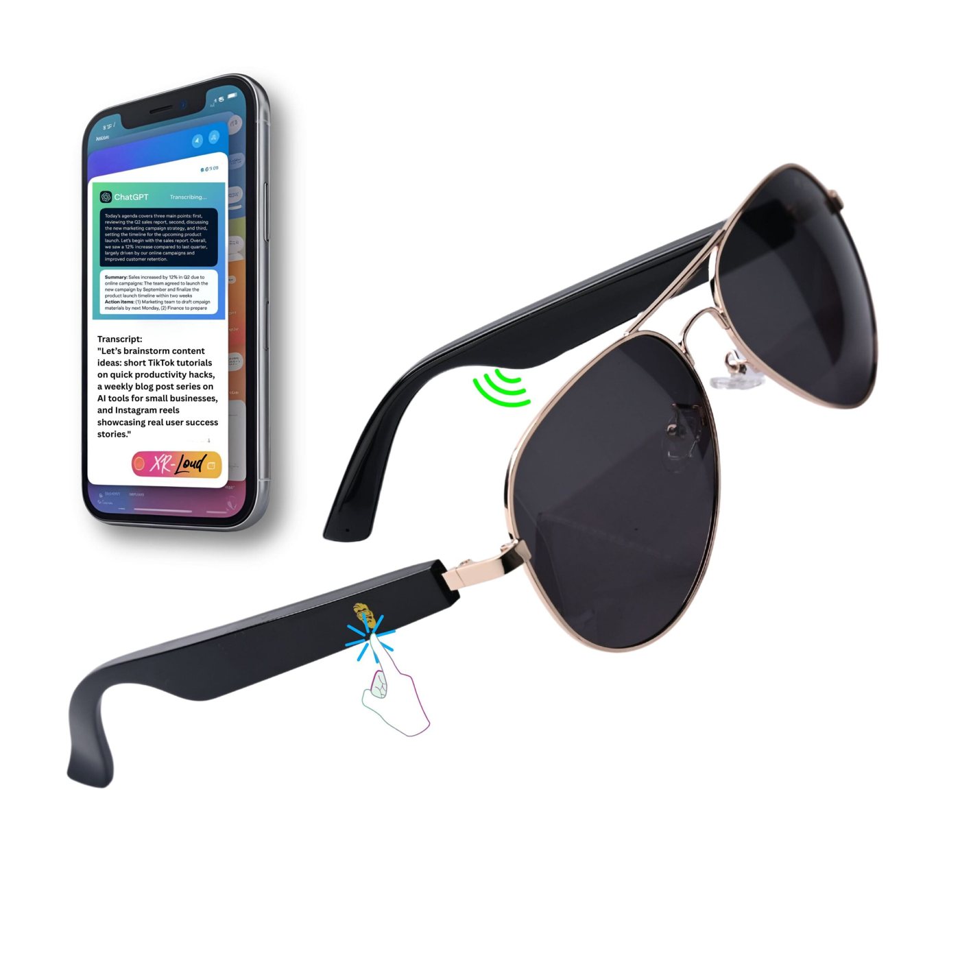 AI Smart Glasses with Bluetooth for Men: Black Dominator